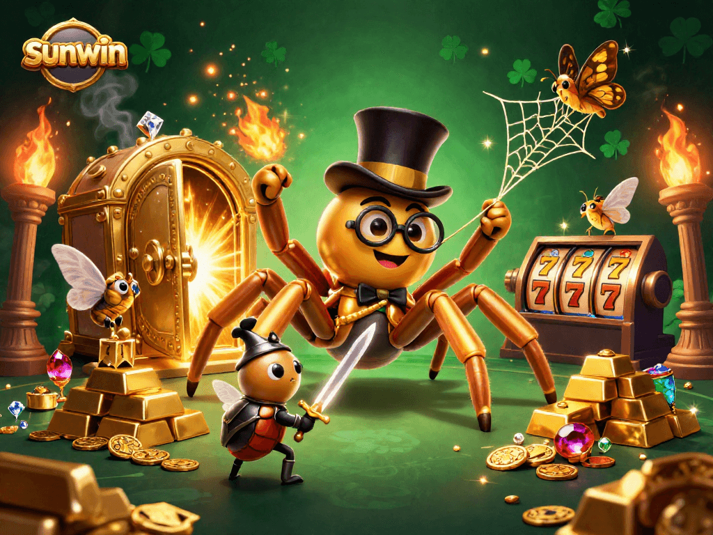 Engage in thrilling gameplay at sunwin with a vibrant 3D illustration showcasing casino magic.