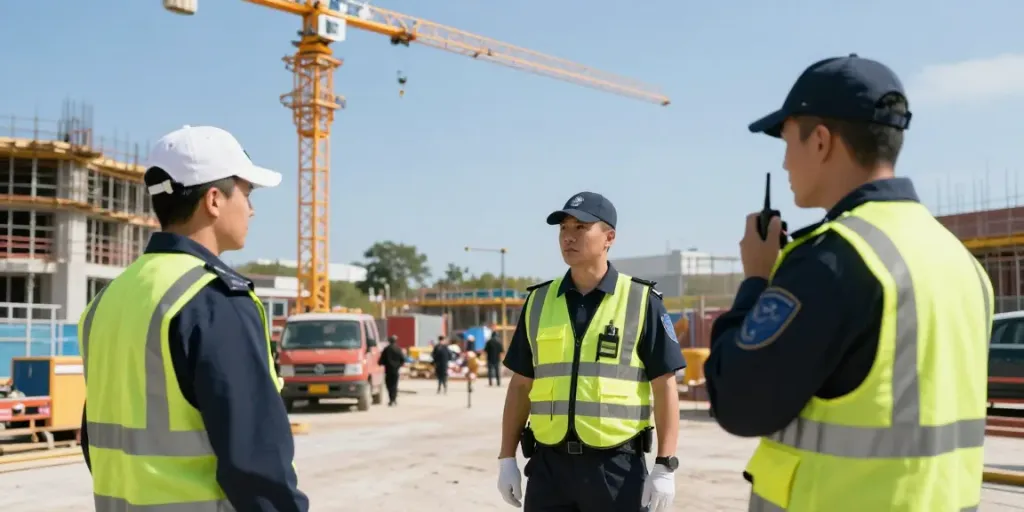 Construction Site Security by licensed professionals ensuring safety on a busy construction site.