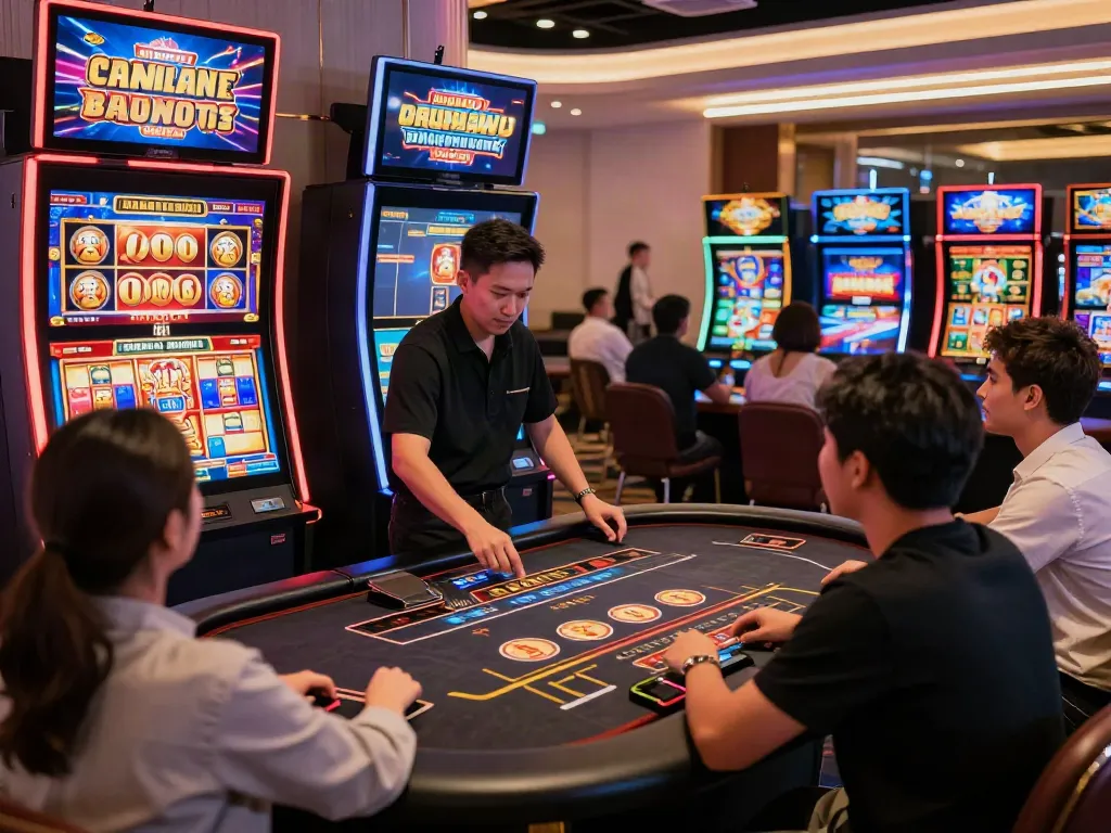 Exciting online gaming atmosphere at debet.com with players enjoying live casino games.
