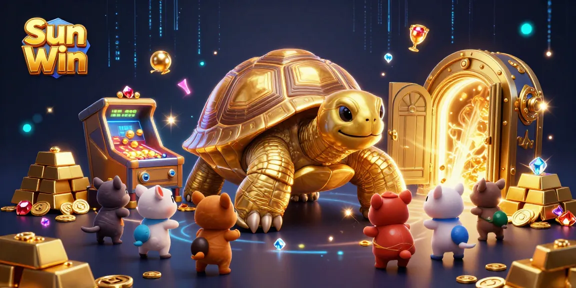 Experience thrilling gameplay with Sun Win in a vibrant, dynamic casino illustration showcasing excitement and treasures.